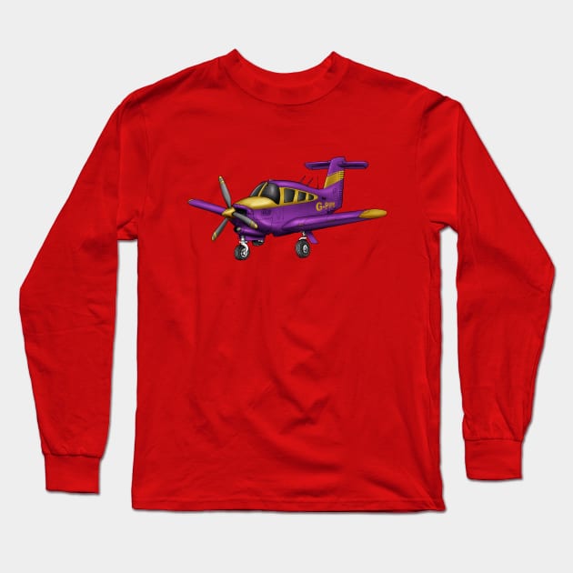 Purple Aircraft Piper T-Tail Long Sleeve T-Shirt by Funky Aviation